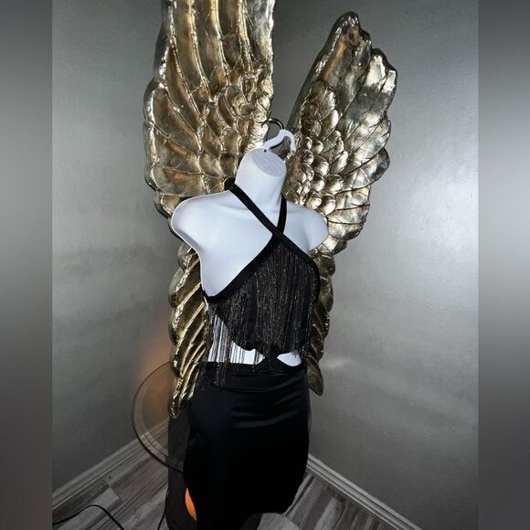 Dreamgirl Black fringe Dress, Medium - Picture 3 of 16